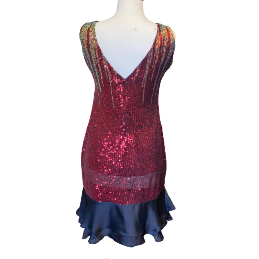 Red sequins cocktail evening dress - Picture 6 of 7